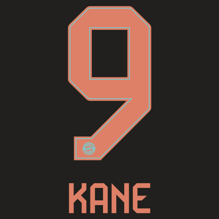 Bayern Munich 2024/25 Away KANE #9 Official Name Set 1