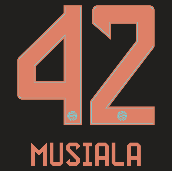Bayern Munich 2024/25 Away MUSIALA #42 Youth Official Name Set 1