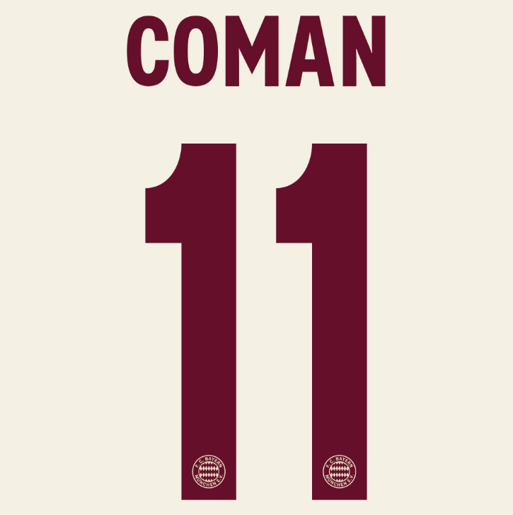 Bayern Munich 2024/25 Third COMAN #11 Official Name Set (CL Version) 1