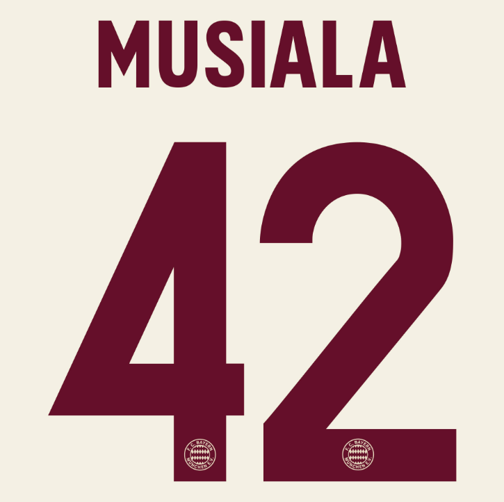 Bayern Munich 2024/25 Third MUSIALA #42 Official Name Set (CL Version) 1