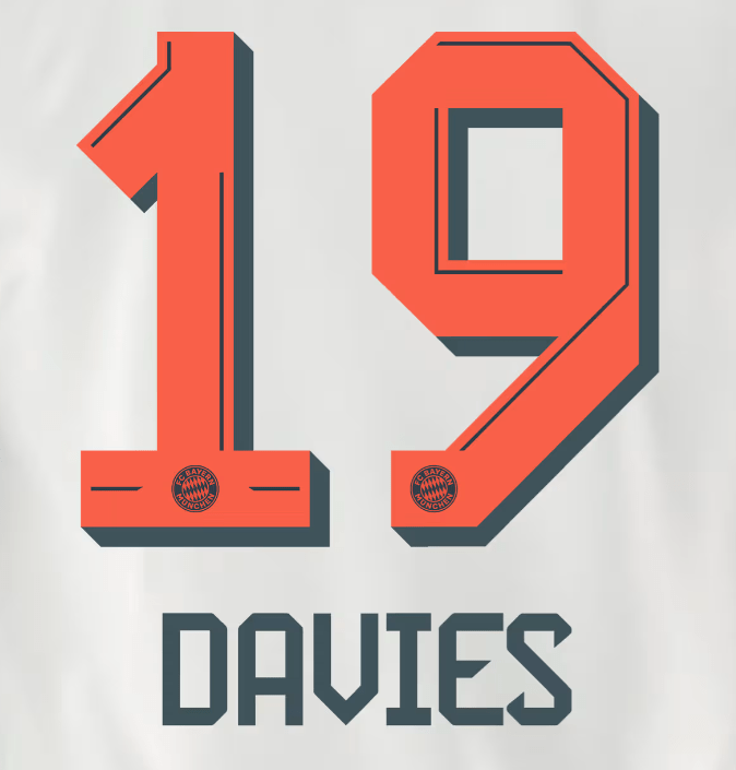 Bayern Munich 2025/26 Away DAVIES #19 Official Name Set 1