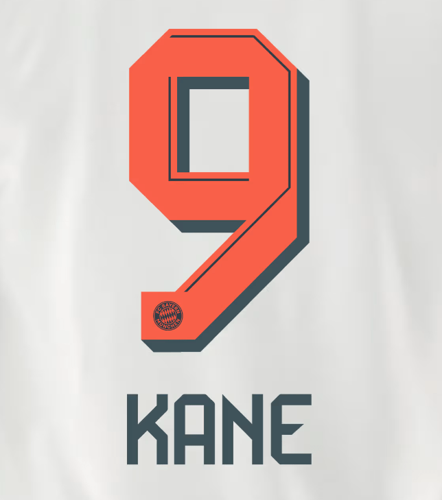 Bayern Munich 2025/26 Away KANE #9 Official Name Set 1