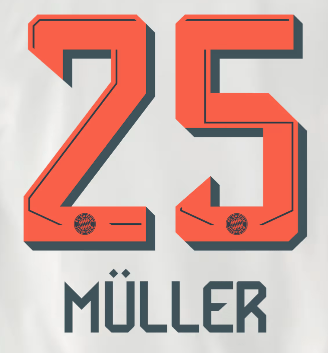 Bayern Munich 2025/26 Away MULLER #25 Official Name Set 1