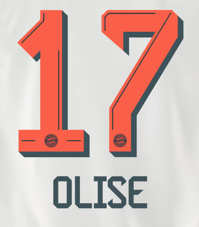 Bayern Munich 2025/26  Away OLISE #17 Official Name Set 1