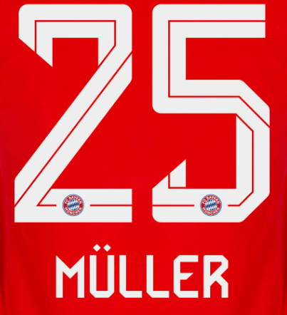 Bayern Munich 2025/26 Home MULLER #25 Official Name Set 1