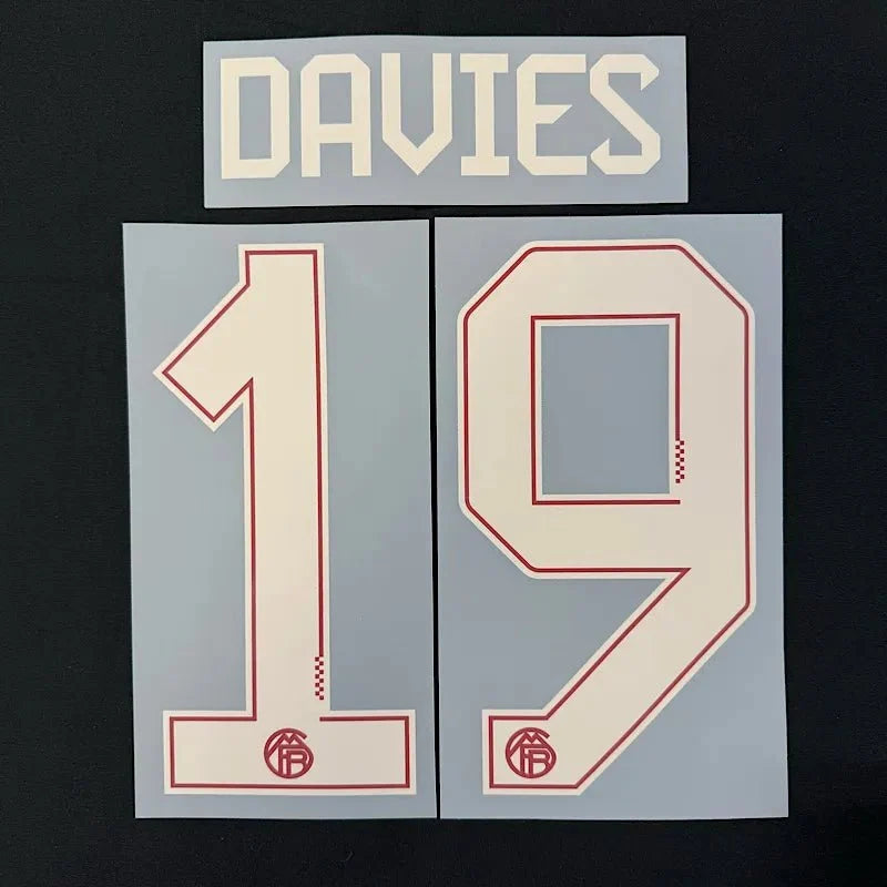 Bayern Munich 2025/26 Third DAVIES #19 Official Name Set (CL Version) 1