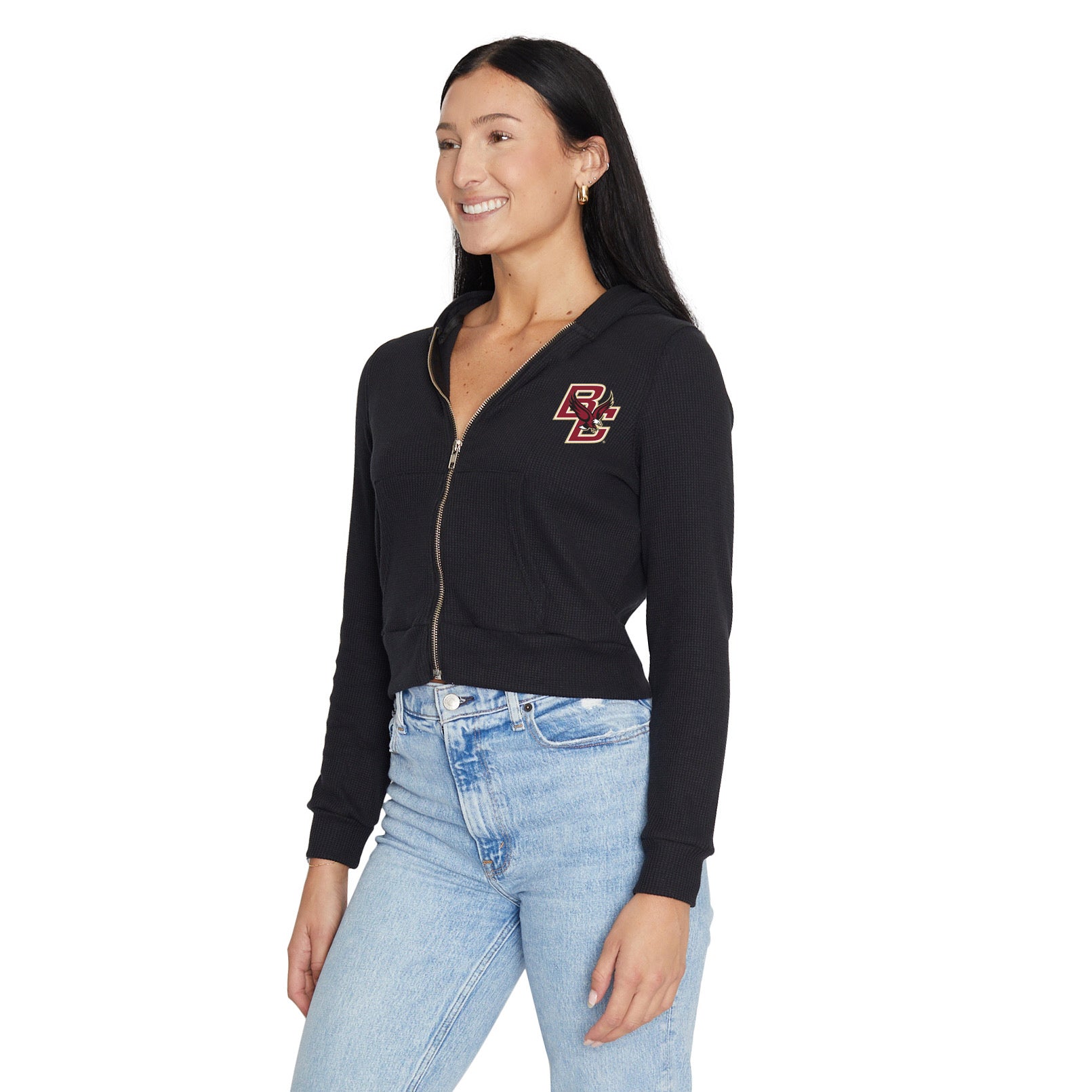 Boston College Waffle Knit Zip Up Hoodie 4