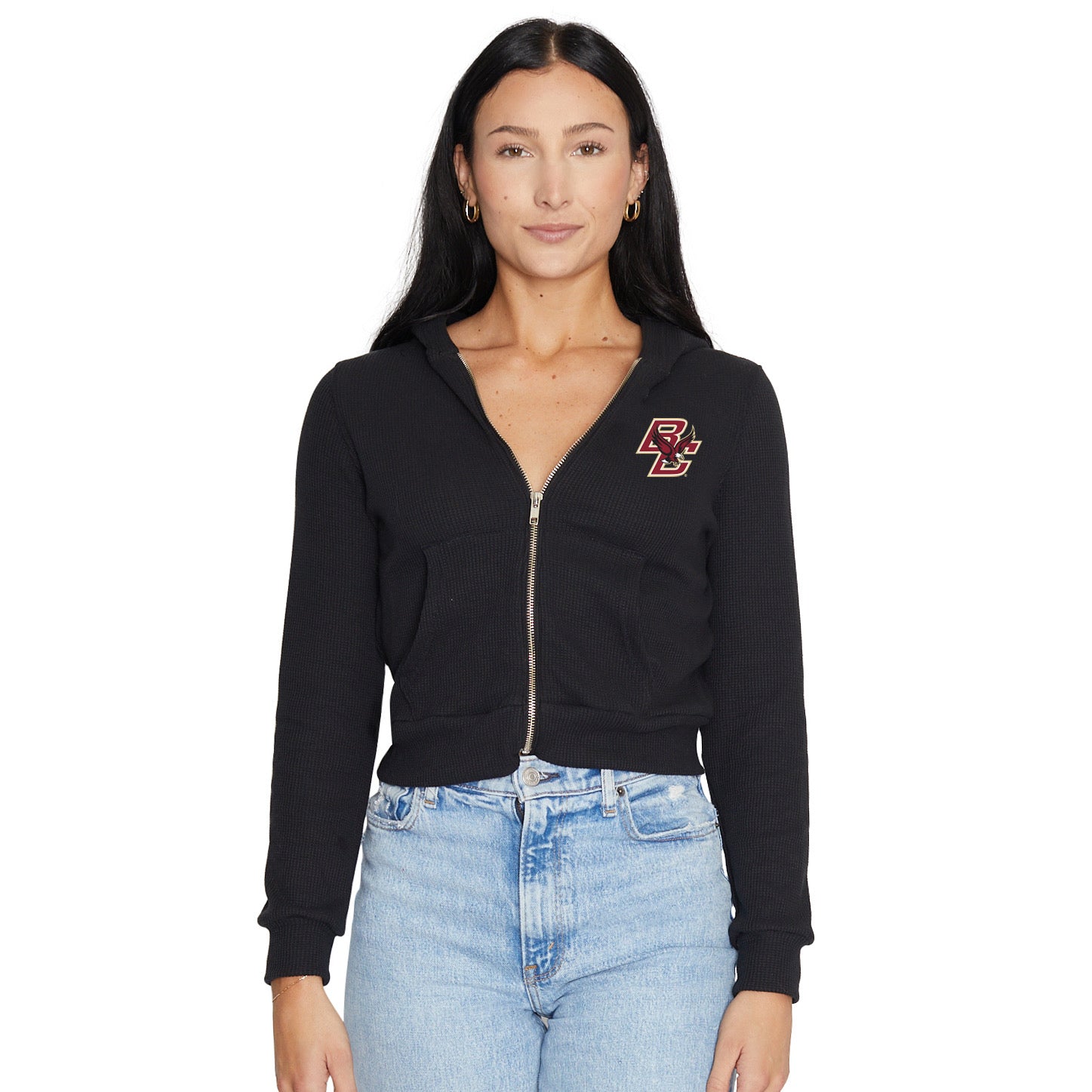 Boston College Waffle Knit Zip Up Hoodie 3