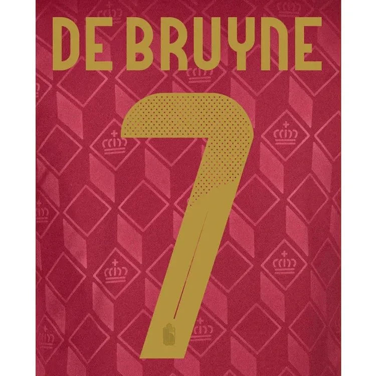Belgium 2024/25 Home De Bruyne #7 Youth Jersey Name Set 1