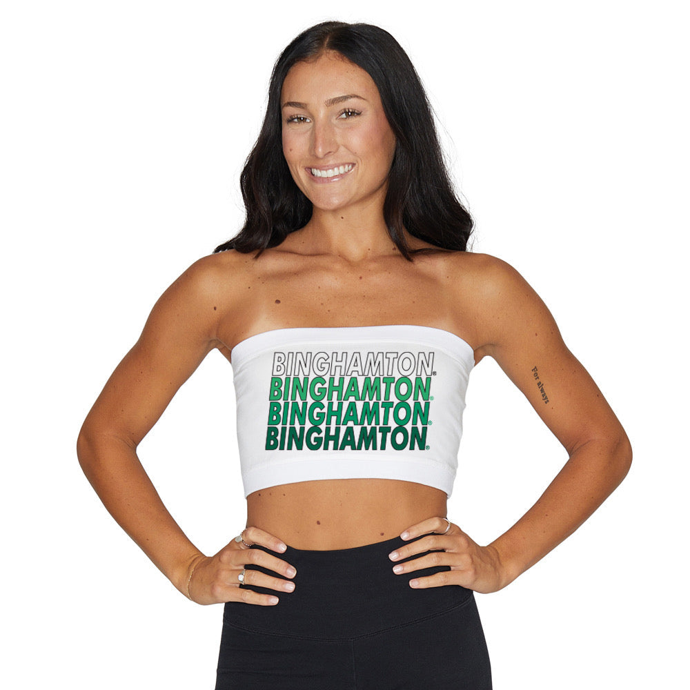 Binghamton Bearcats White Bandeau Top | lojobands 1