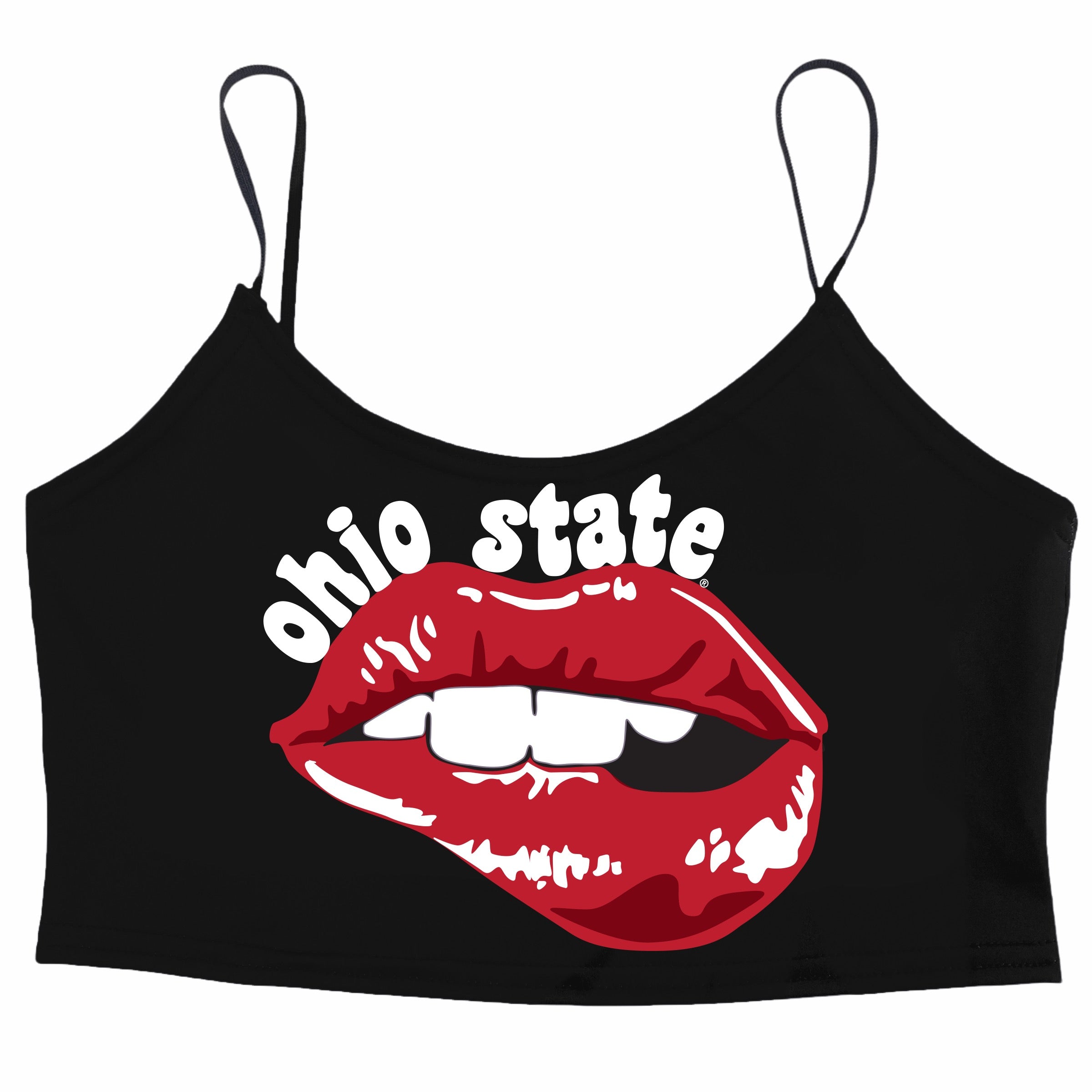 Ohio State OSU Buckeyes Lips Black Spaghetti Tank 4