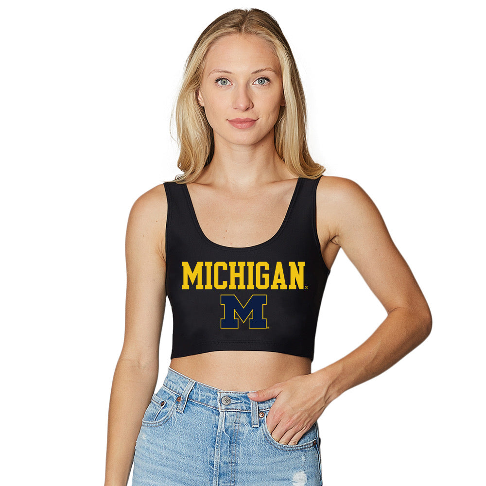 University of Michigan Black Crop Tank Top | lojobands
