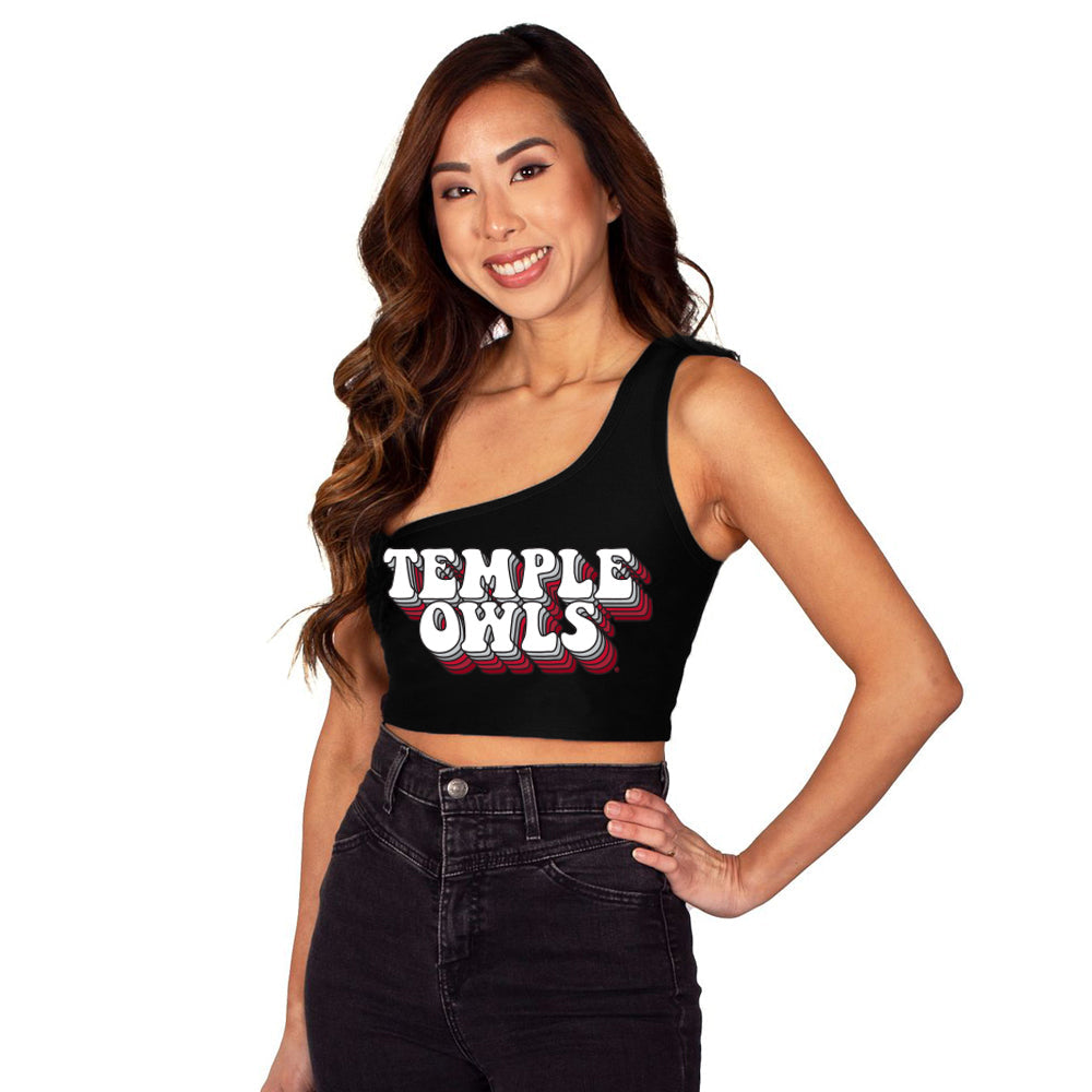 Temple Owls Black One Shoulder Top | lojobands