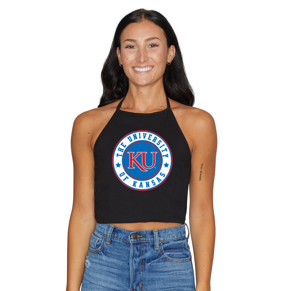 Kansas Jayhawks Black Halter Top | lojobands