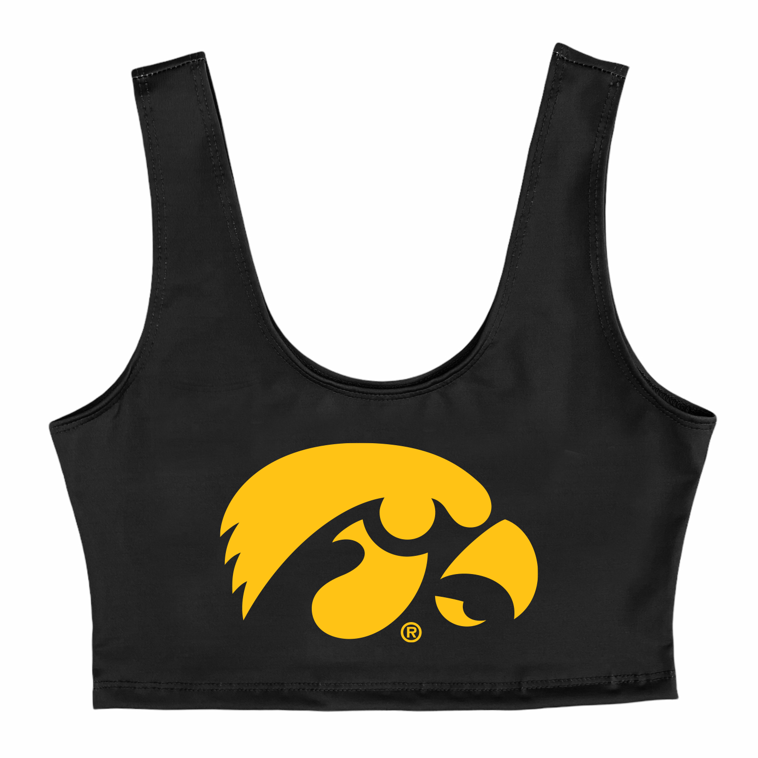 Iowa Hawkeyes Black Crop Tank Top | lojobands