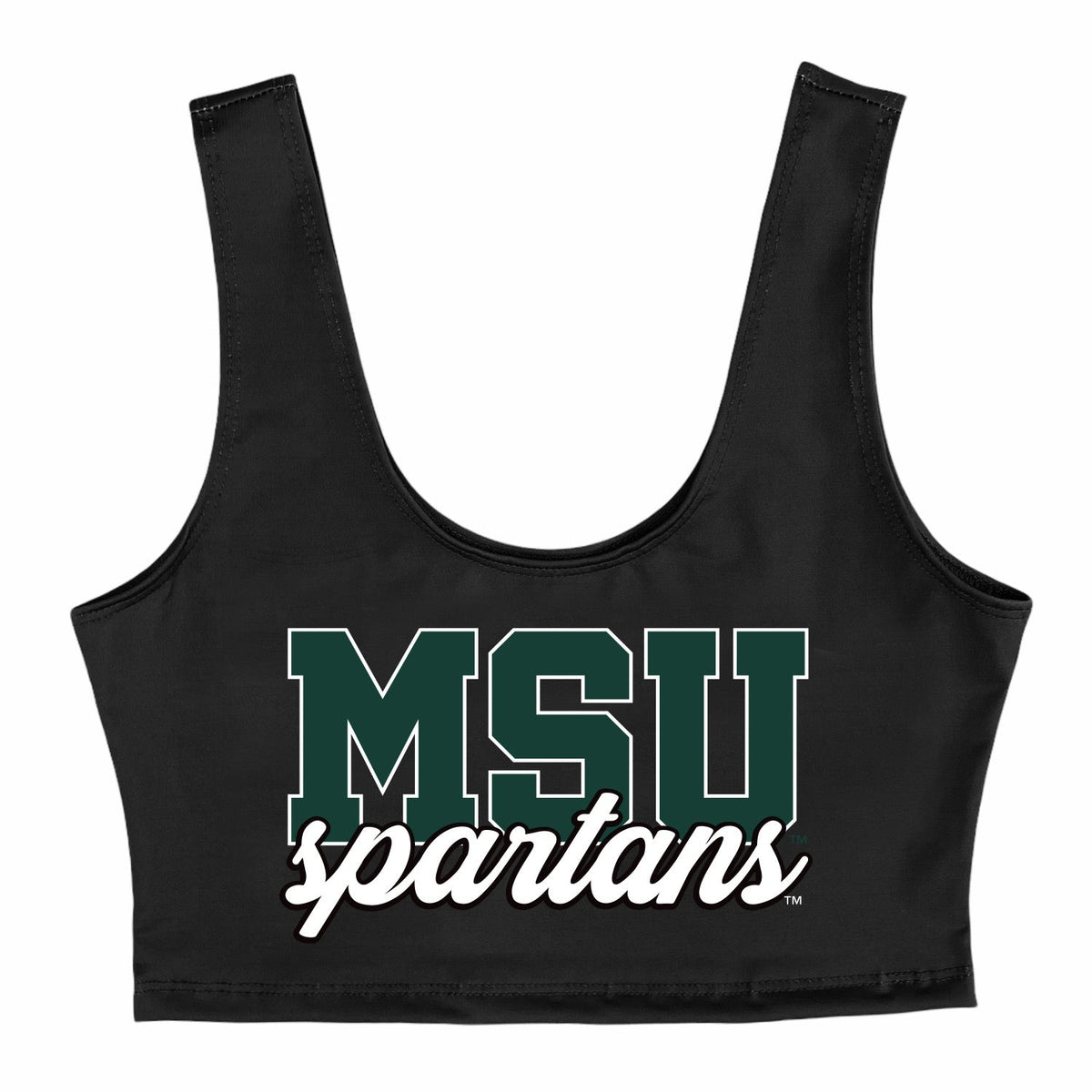 Michigan State Black Crop Tank Top | lojobands 3