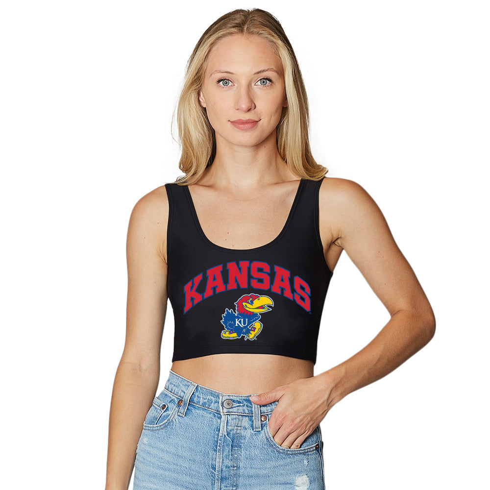 Kansas Jayhawks Black Crop Tank Top | lojobands