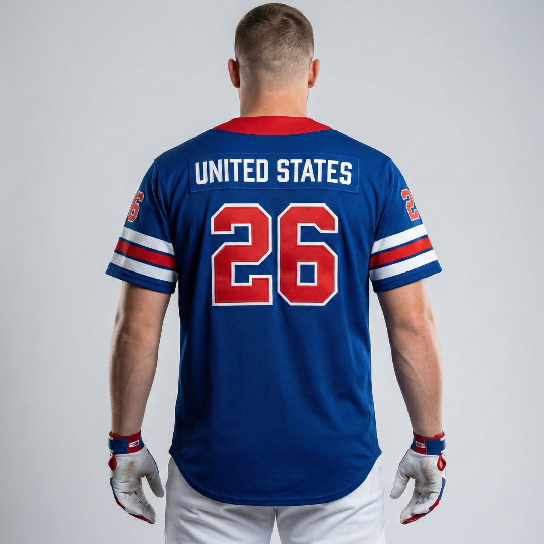 USA 2026 Embroidered Cotton Baseball Jersey Blue