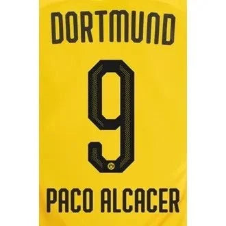 Borussia Dortmund 2019/20 Home Paco Alcacer #9 Jersey Name Set 1