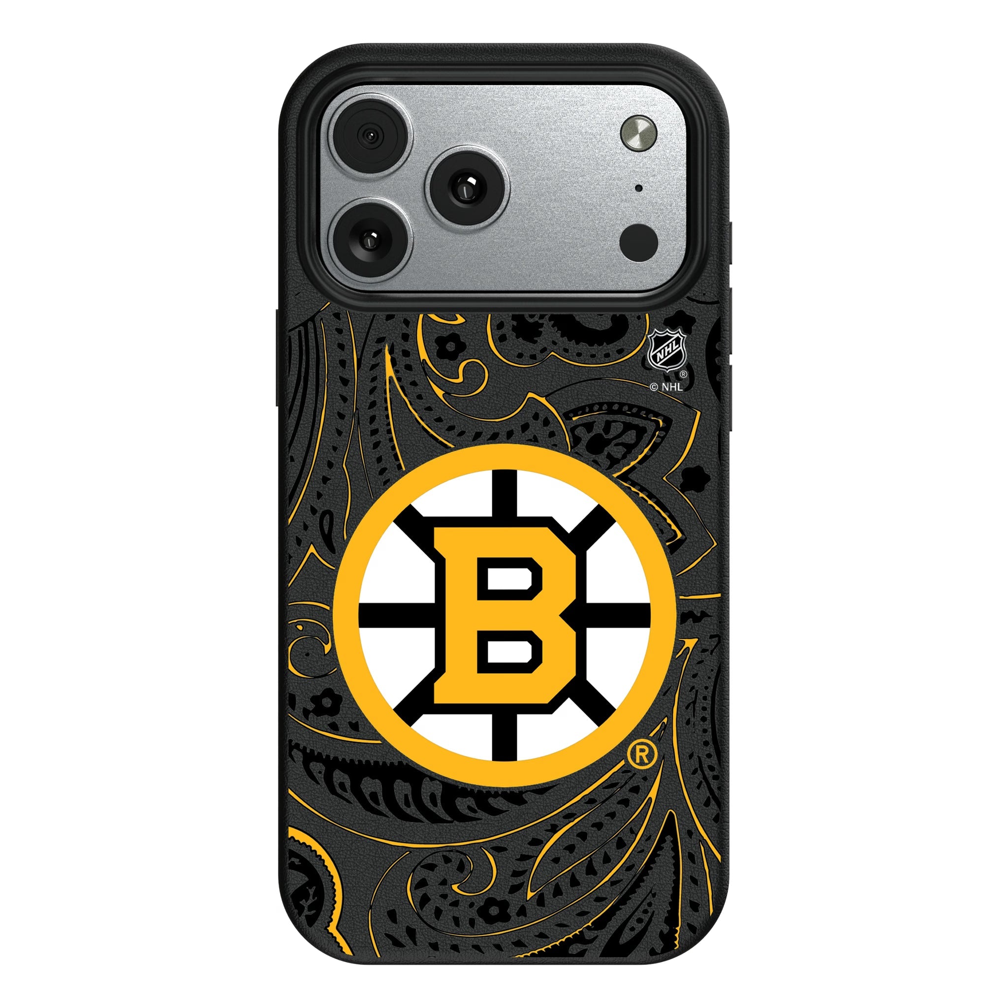 Boston Bruins Paisley MagSafe Compatible Phone Case for Apple iPhone 10