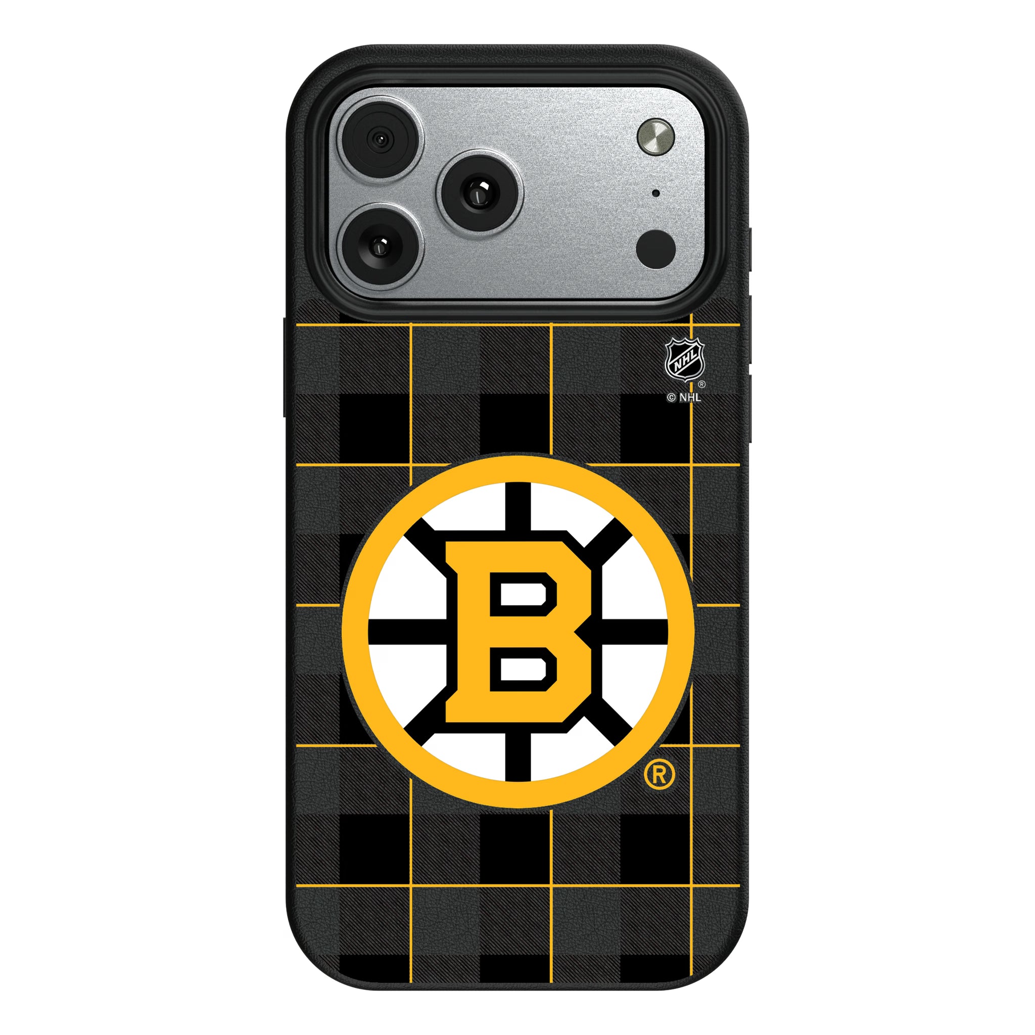 Boston Bruins Plaid MagSafe Compatible Phone Case for Apple iPhone 10