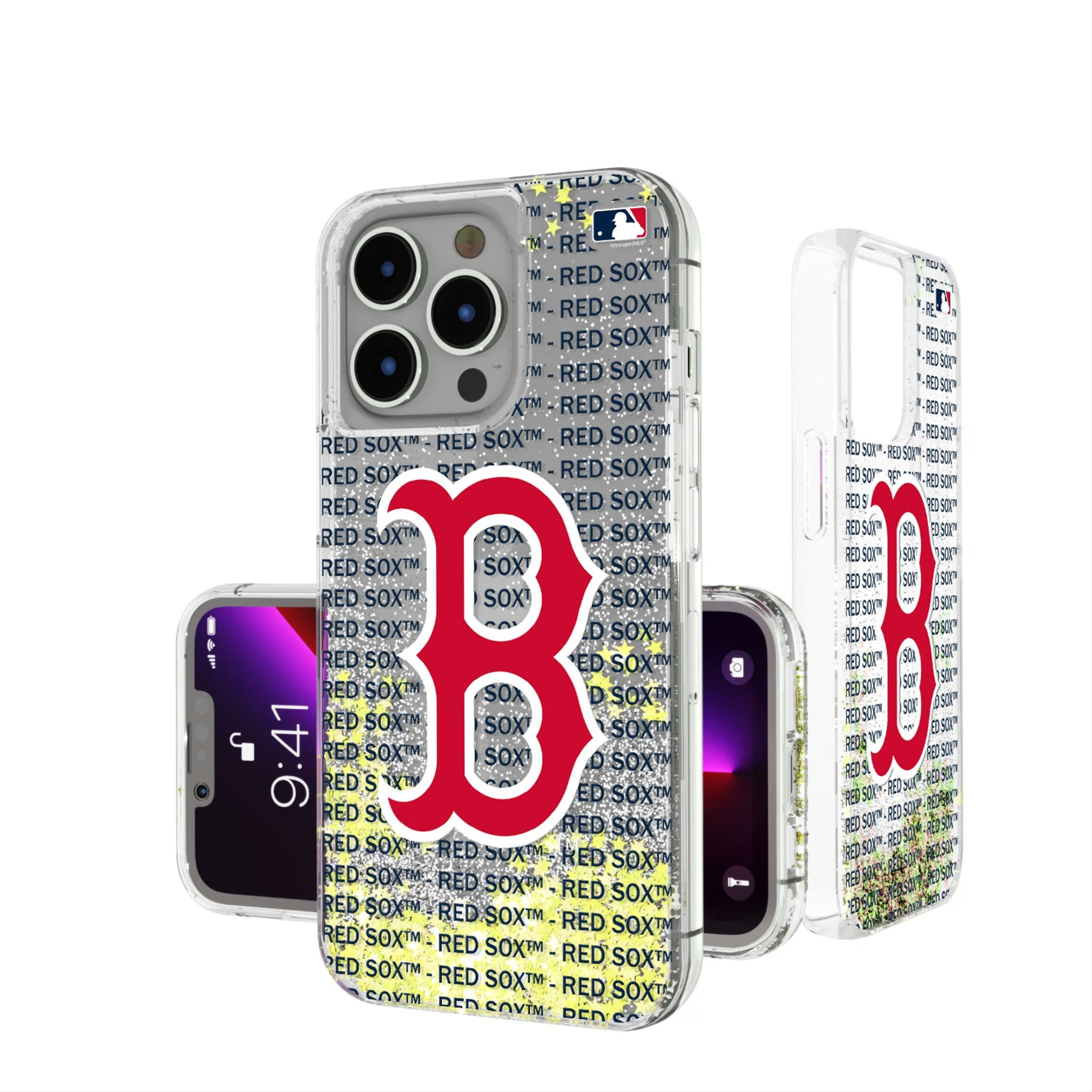 Boston Red Sox Text Backdrop Glitter Phone Case 7