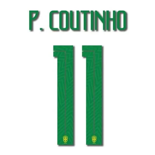 Brasil 2018 Home P. Coutinho #11 Jersey Name Set 1