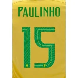 Brasil 2018 Home Paulinho #15 Jersey Name Set 1