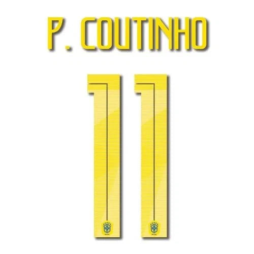 Brasil 2018 Youth Away P. Coutinho #11 Jersey Name Set 1