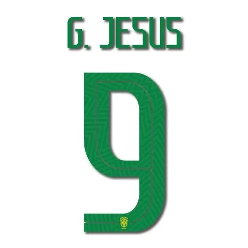 Brasil 2018 Youth Home G. Jesus #9 Jersey Name Set 1