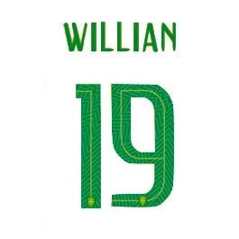 Brasil 2018 Youth Home Willian #19 Jersey Name Set 1