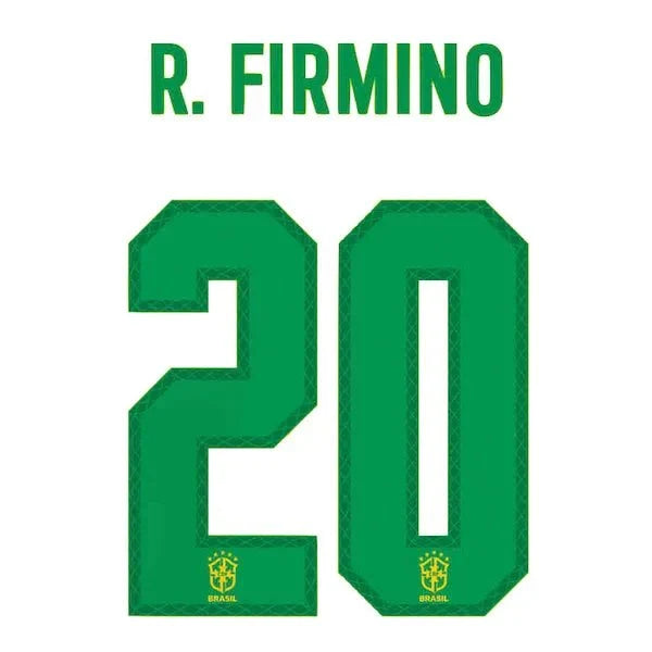 Brazil 2020/21 Home R. Firmino #20 Jersey Name Set 1