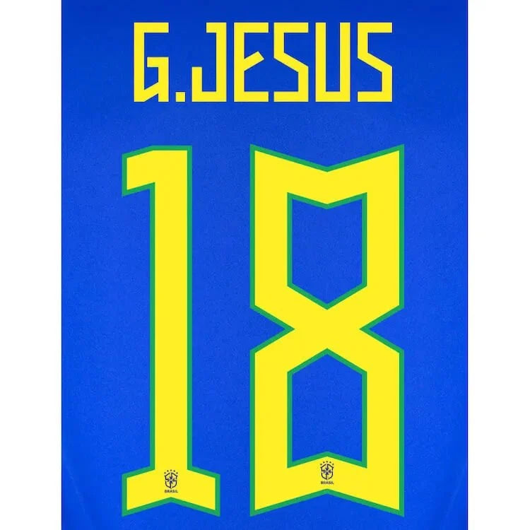 Brazil 2022-23 Away G. Jesus #18 Jersey Name Set 1