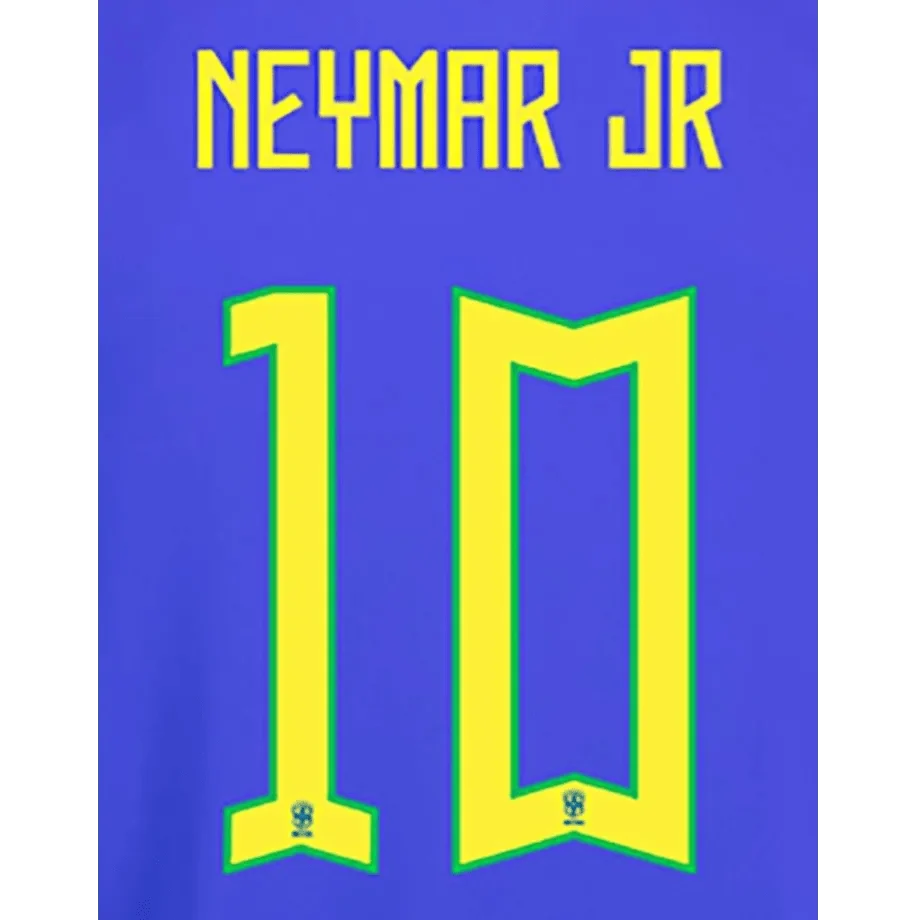 Brazil 2022-23 Away Neymar JR Youth #10 Jersey Name Set 1