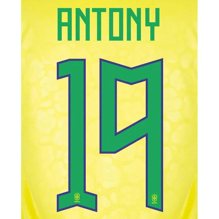 Brazil 2022-23 Home Antony #19 Jersey Name Set 1