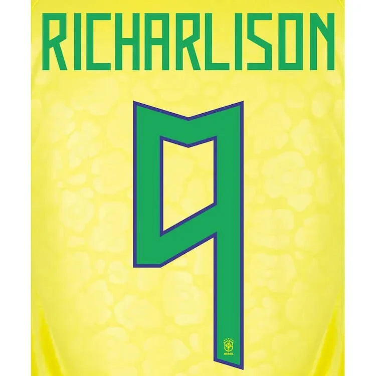 Brazil 2022-23 Home Richarlison #9 Jersey name Set 1
