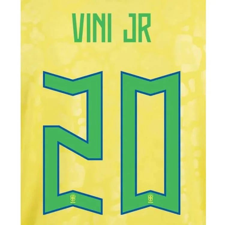 Brazil 2022-23 Home Vini JR #20 Jersey Name Set 1