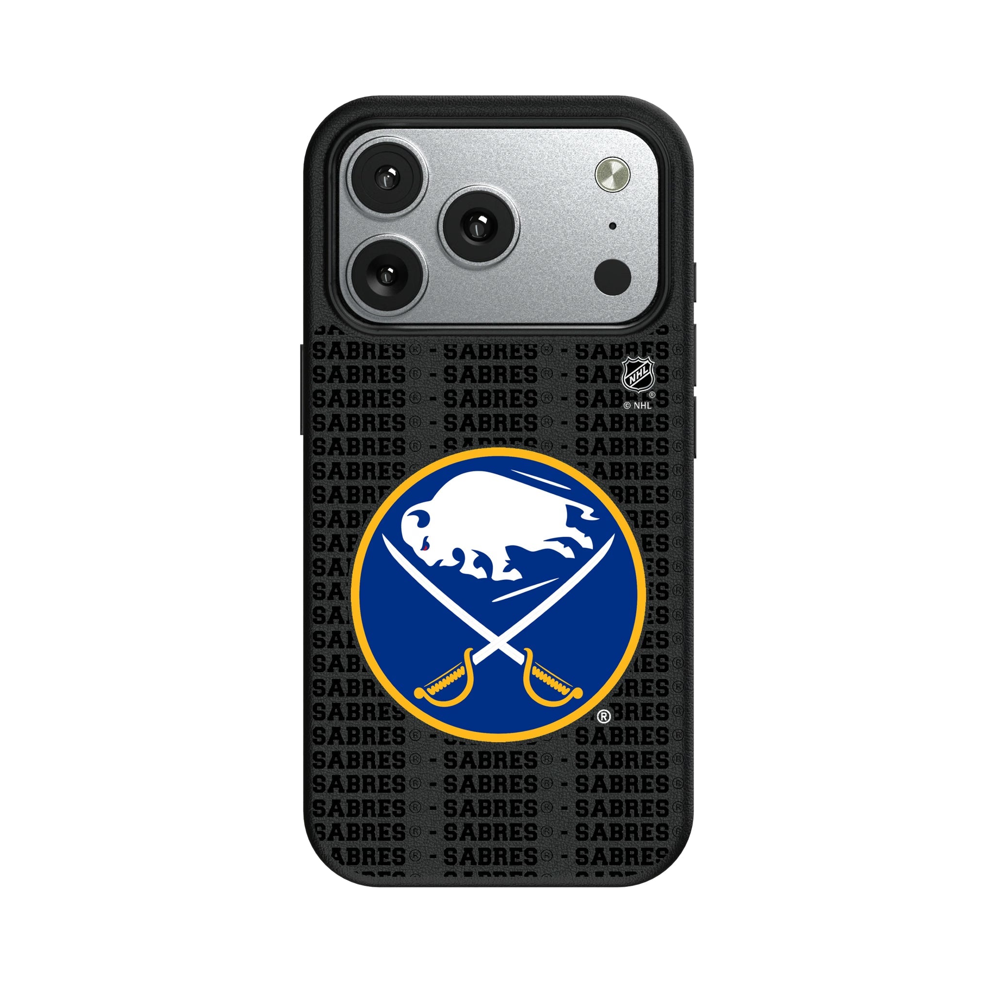 Buffalo Sabres Text Backdrop MagSafe Compatible Phone Case for Apple iPhone 9