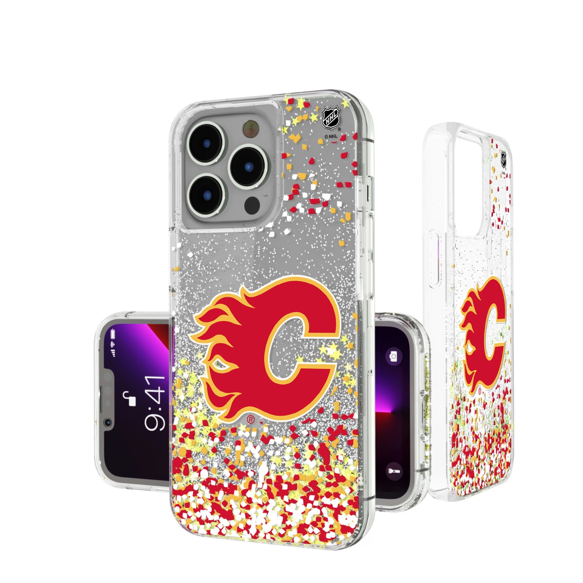 Calgary Flames Confetti Glitter Phone Case 6