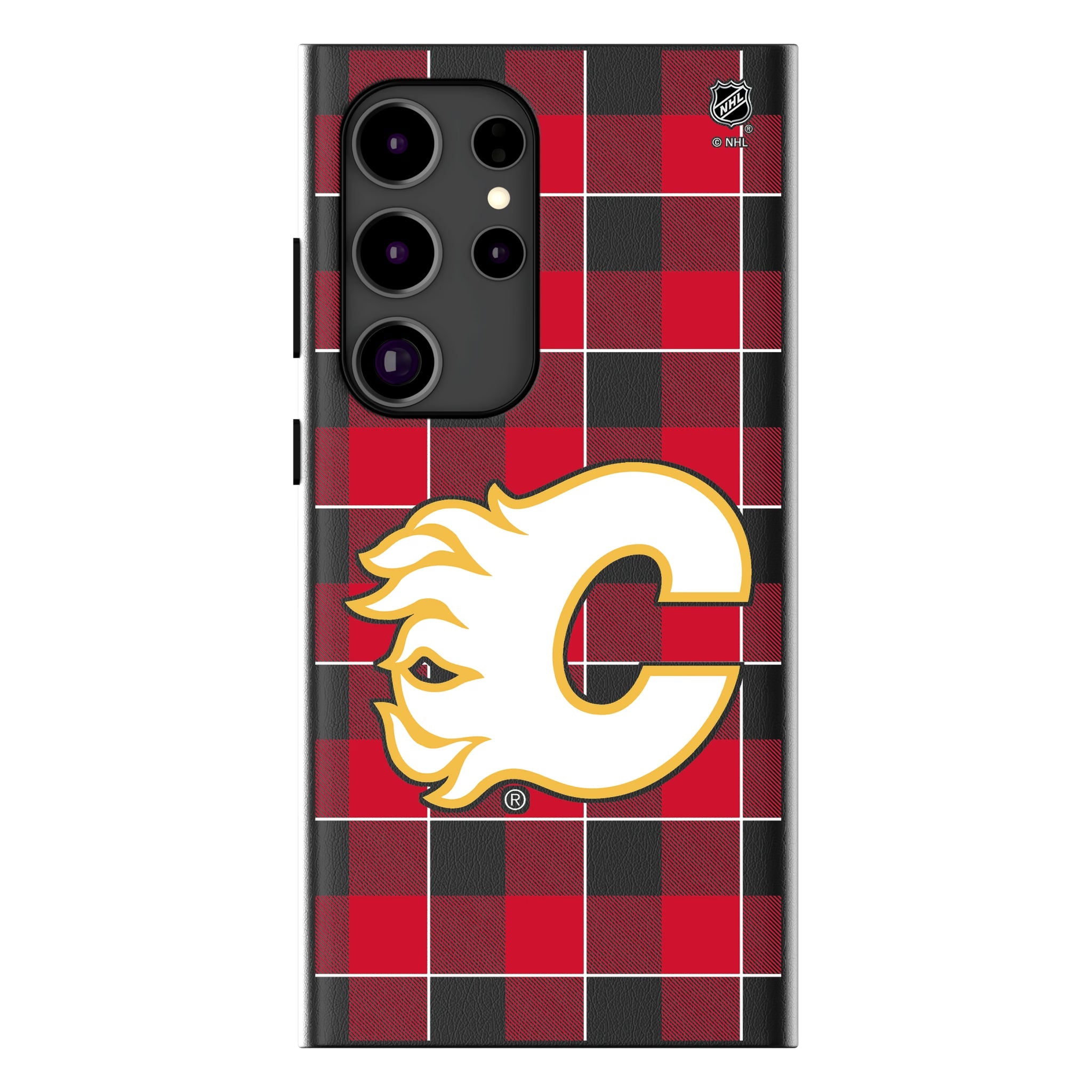 Calgary Flames Plaid MagSafe Compatible Phone Case for Samsung Galaxy 18