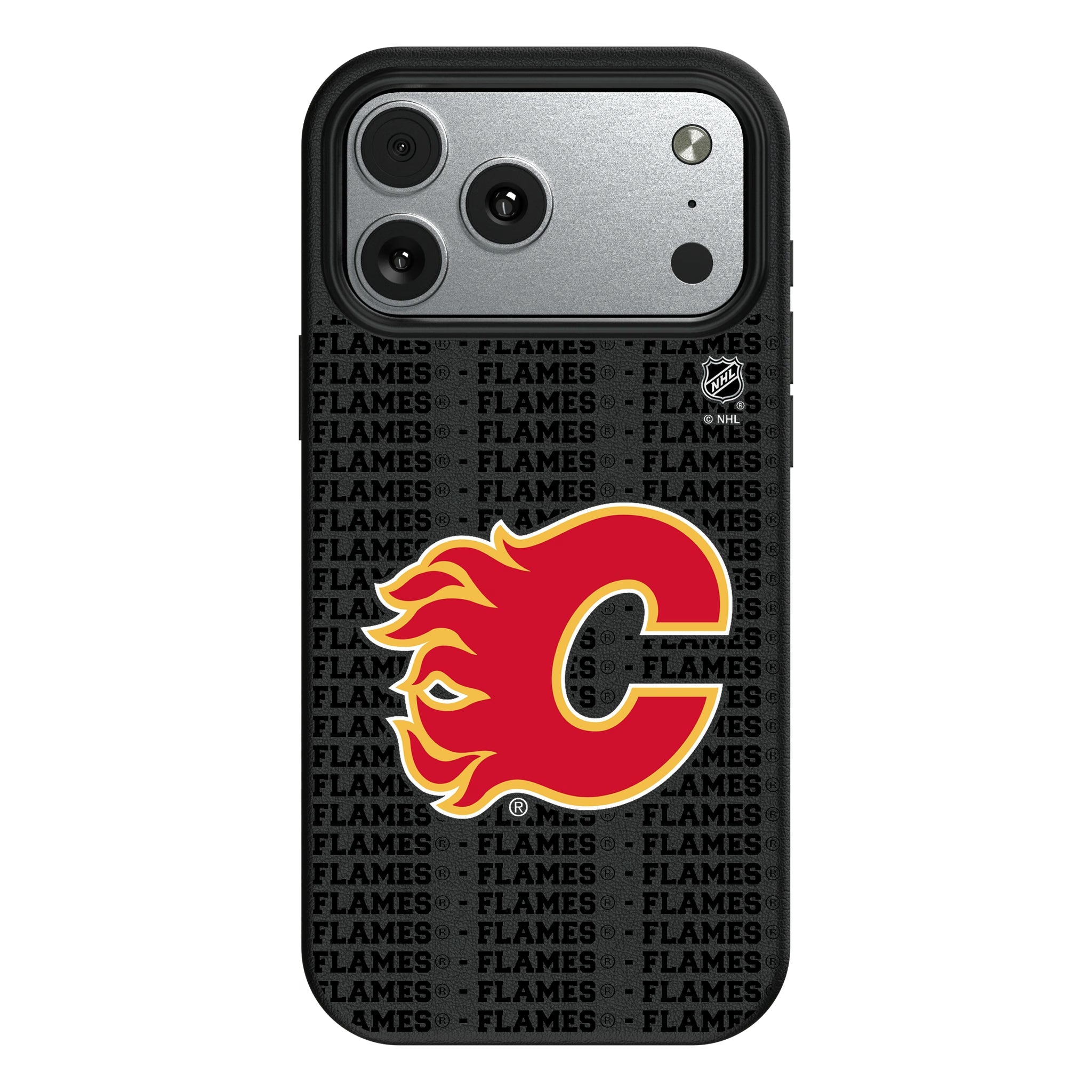 Calgary Flames Text Backdrop MagSafe Compatible Phone Case for Apple iPhone 10