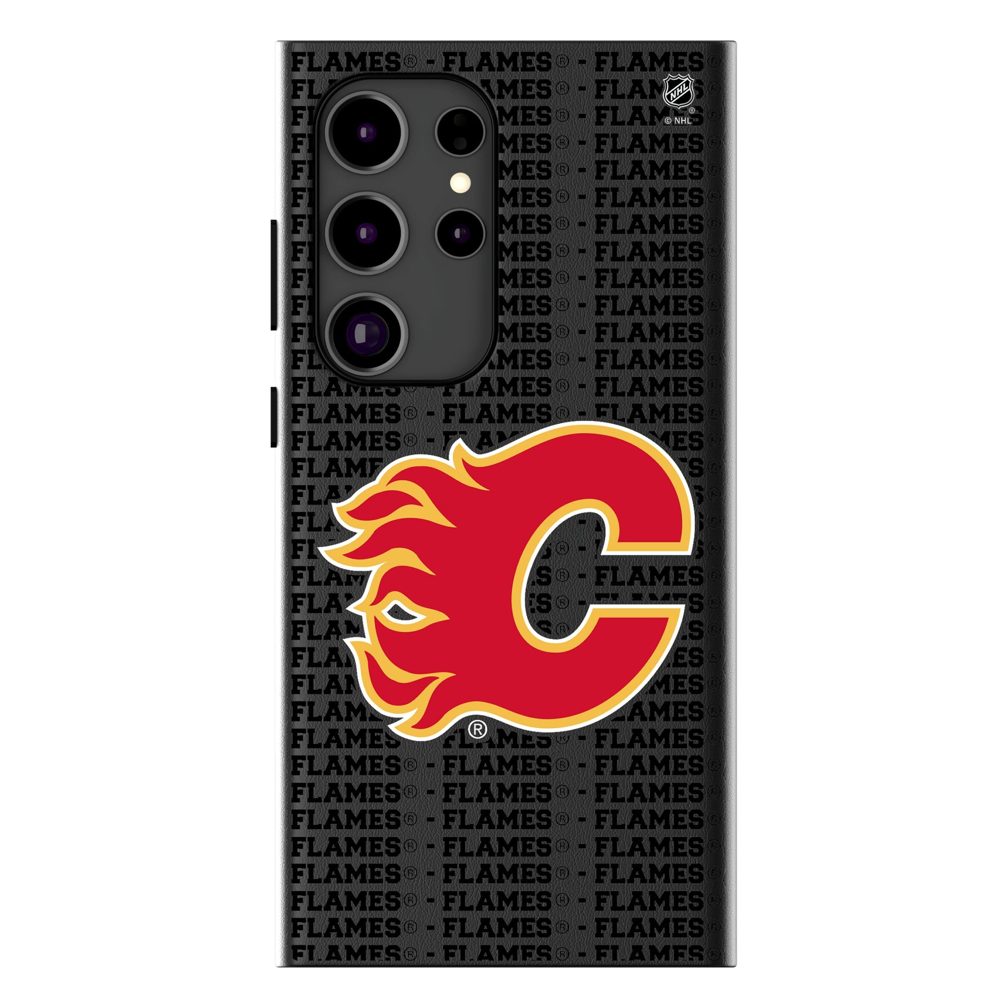 Calgary Flames Text Backdrop MagSafe Compatible Phone Case for Samsung Galaxy 11