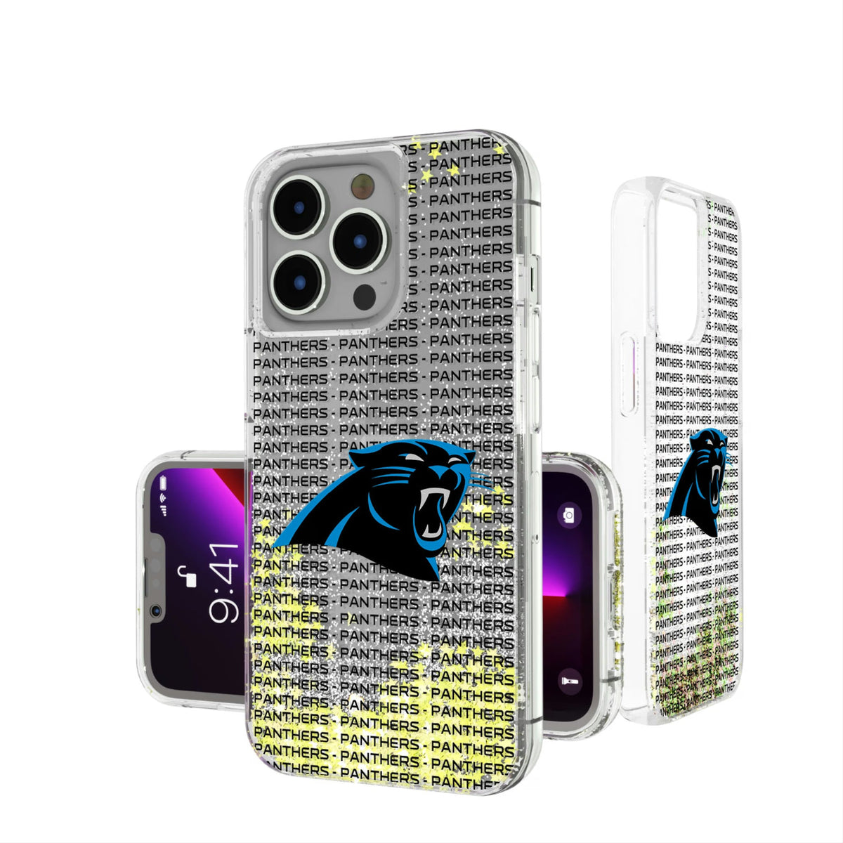 Carolina Panthers Text Backdrop Glitter Phone Case 5