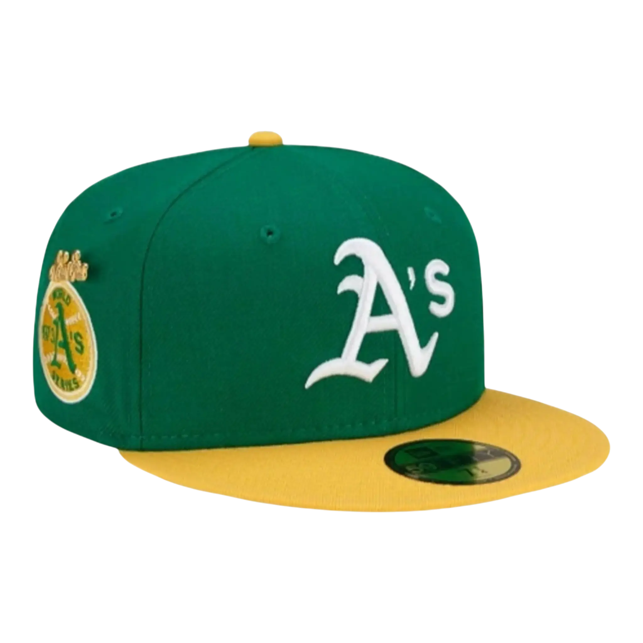 New Era 59Fifty MLB Oakland Athletics 1973 Logo History Fitted Hat Green/Yellow 1