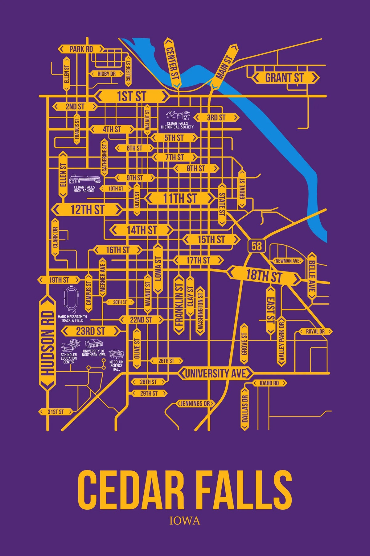Cedar Falls, Iowa street map 7