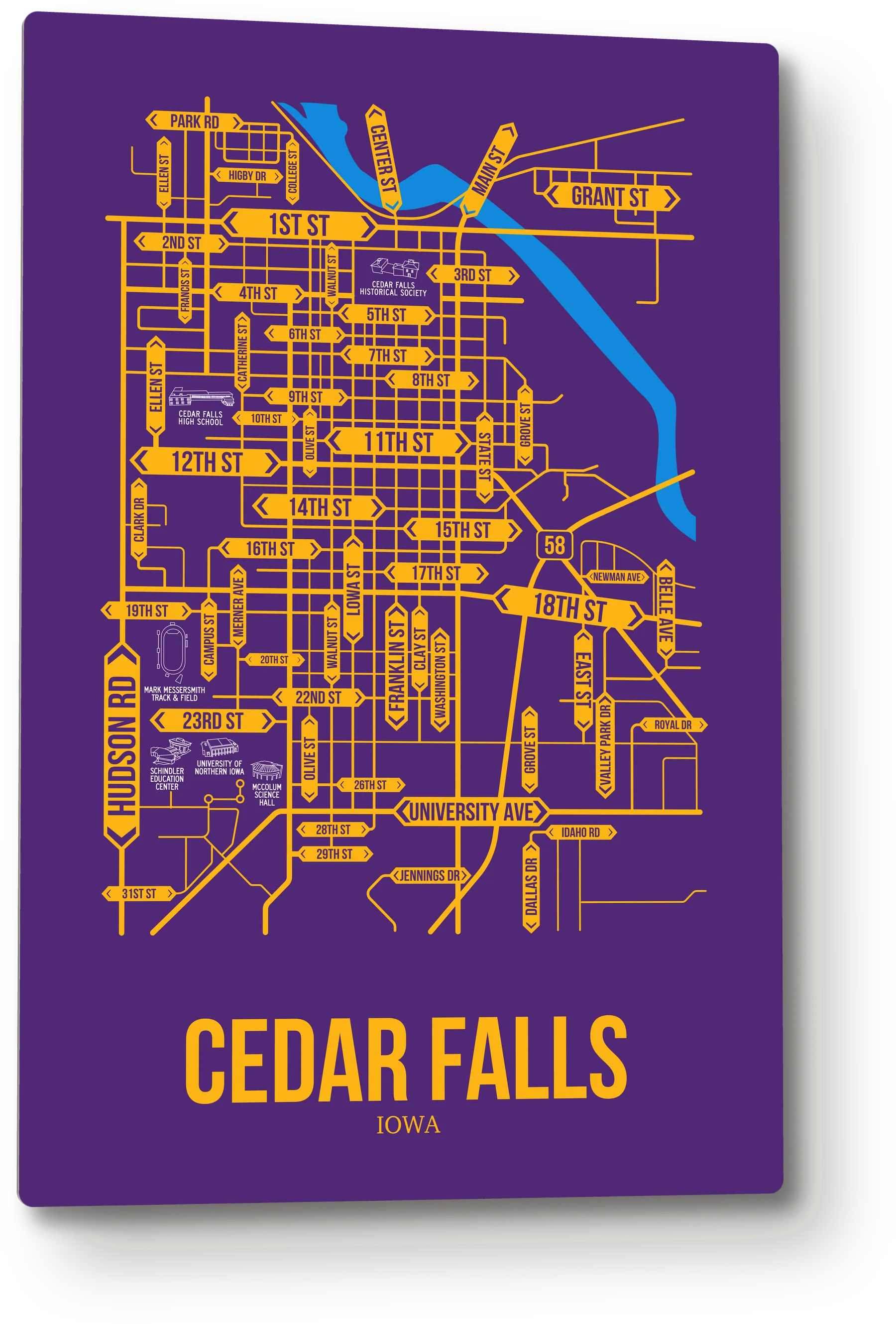 Cedar Falls, Iowa street map 1