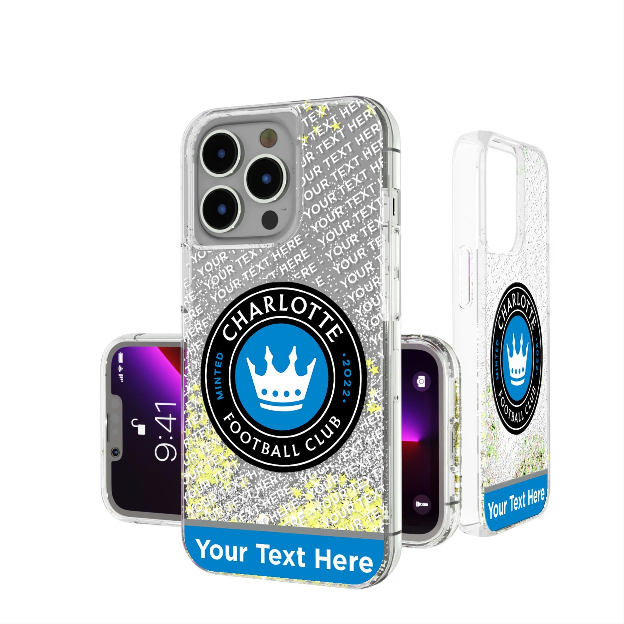 Charlotte FC Personalized EndZone Plus Glitter Phone Case for Apple iPhone