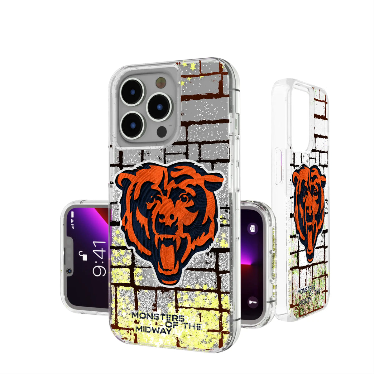 Chicago Bears Brick Wall Glitter Phone Case for Apple iPhone 17 Series 15