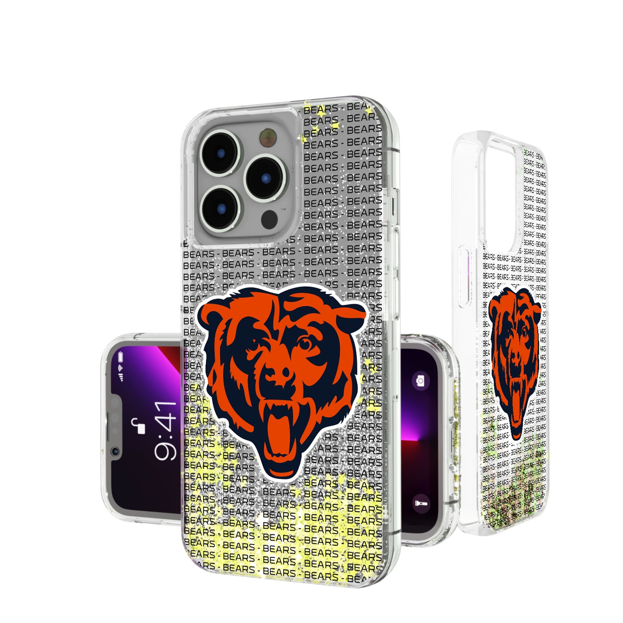 Chicago Bears Text Backdrop Glitter Phone Case 3
