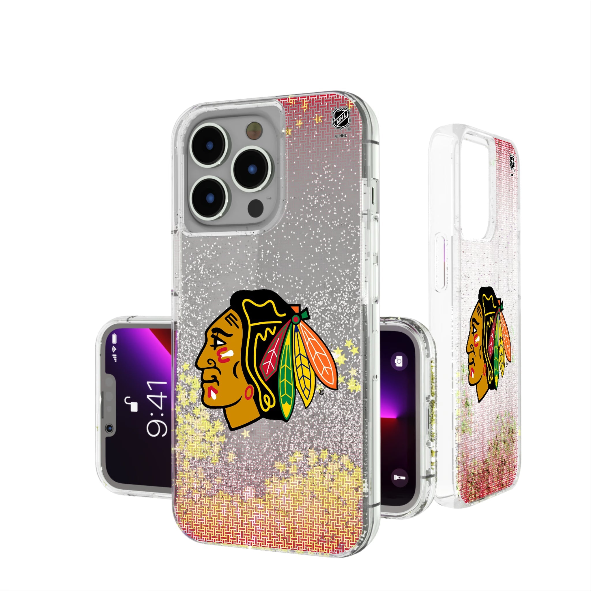 Chicago Blackhawks Linen Glitter Phone Case 8